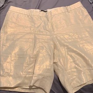 J Crew metallic gold walking shorts